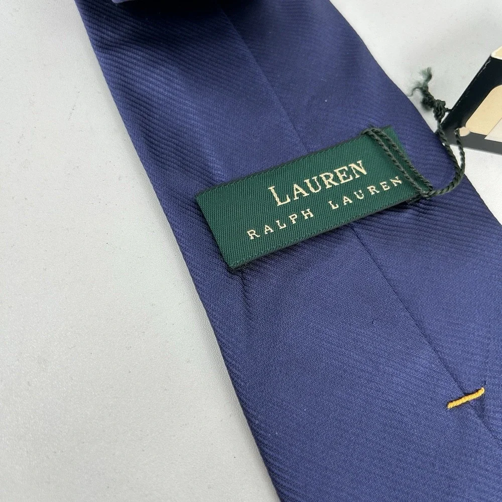 Lauren Ralph Lauren 100% Silk Blue Necktie Made in USA Hand Finished Classic